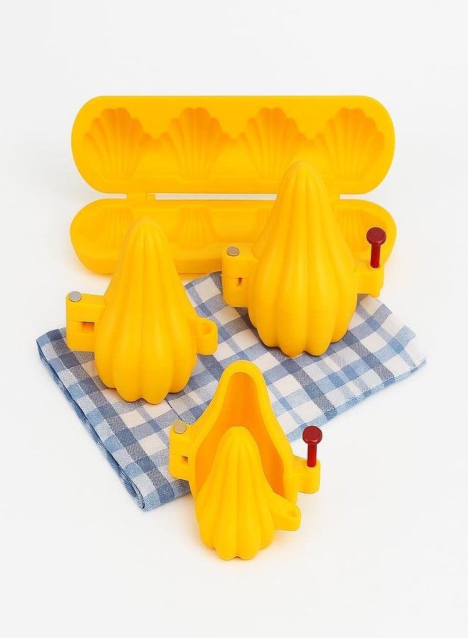 GS KITCHENWARE GS Plastic Modak Making Mould Set, 3 Sancha Designs with Modak Patti, 4-Piece Combo for Prasad and Chocolate Making - Image 1